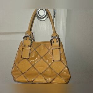 Honey yellow Tignanello geneuine paten leather small leather double stra…